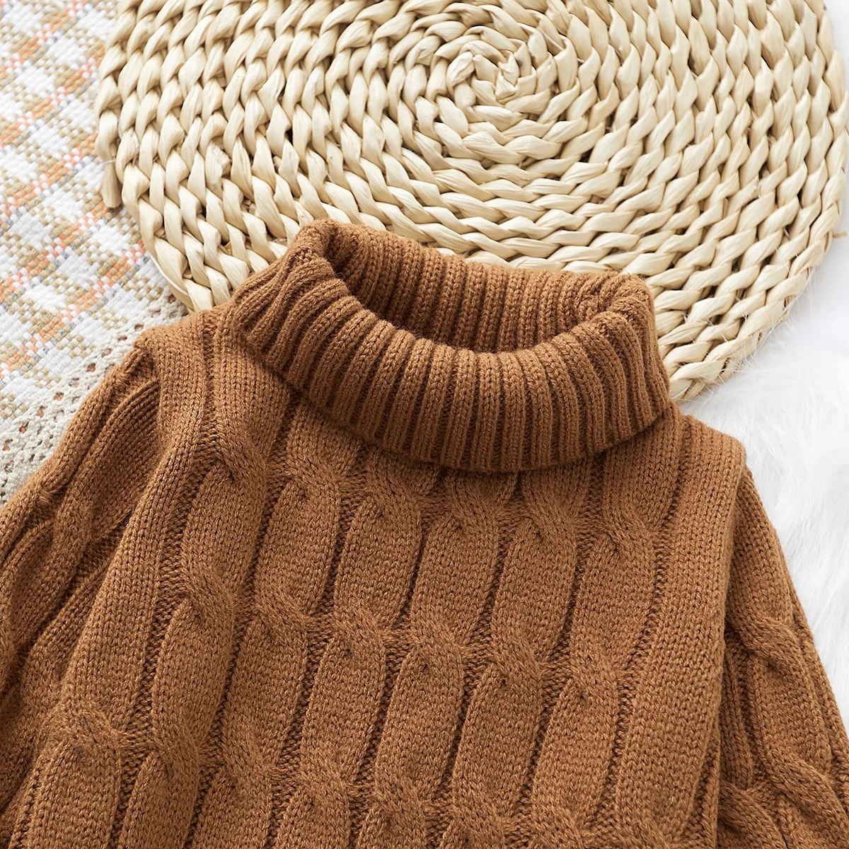 Toddler Boy/Girl Basic Textured Turtleneck Sweater    image 3