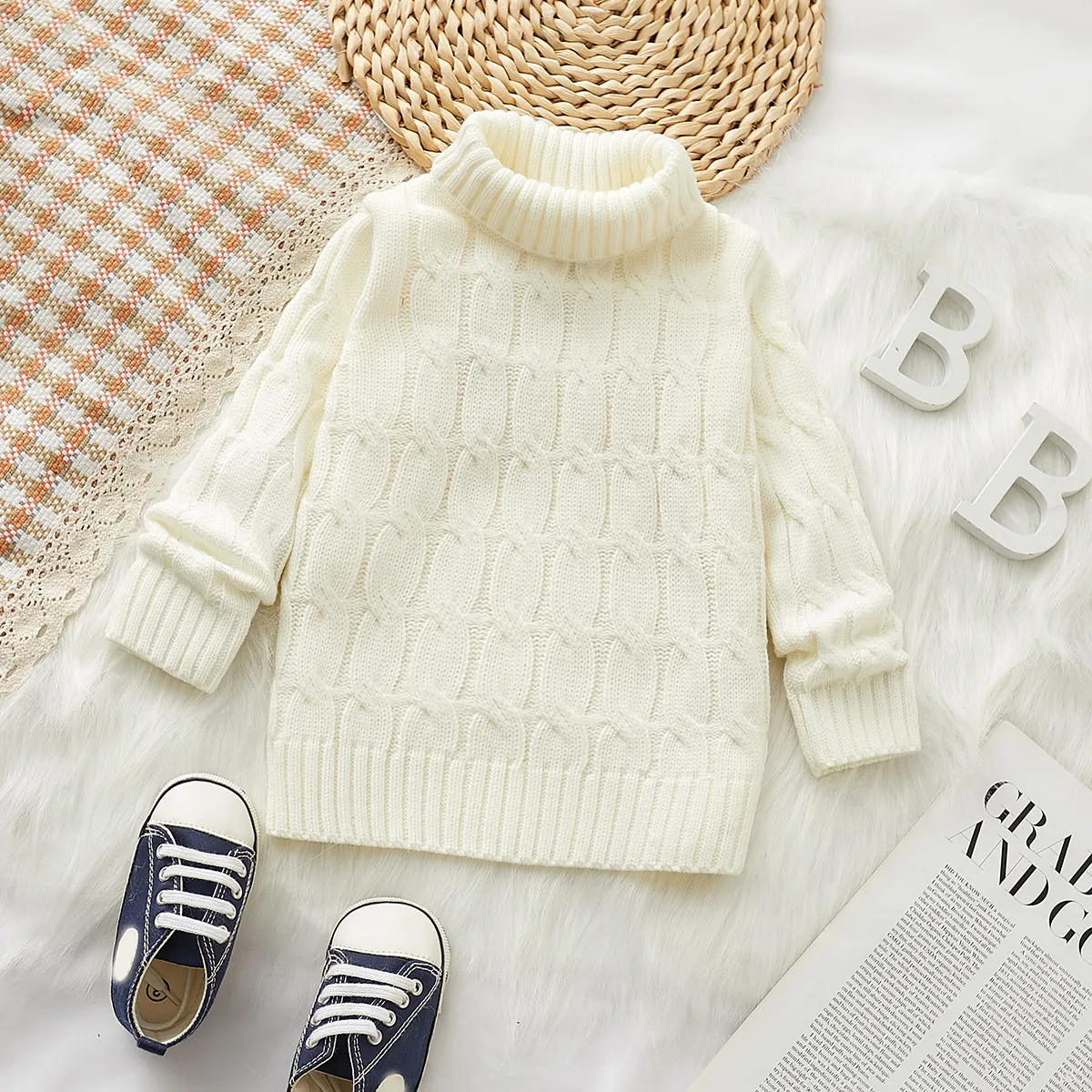 Toddler Boy/Girl Basic Textured Turtleneck Sweater