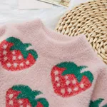 Toddler Girl Sweet Strawberry Pattern Sweater  image 3