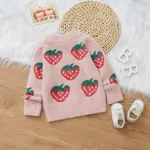 Toddler Girl Sweet Strawberry Pattern Sweater  image 6