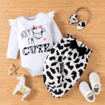 3 unidades Bebé Chica Estampado de vaca Infantil Conjuntos de bebé Blanco