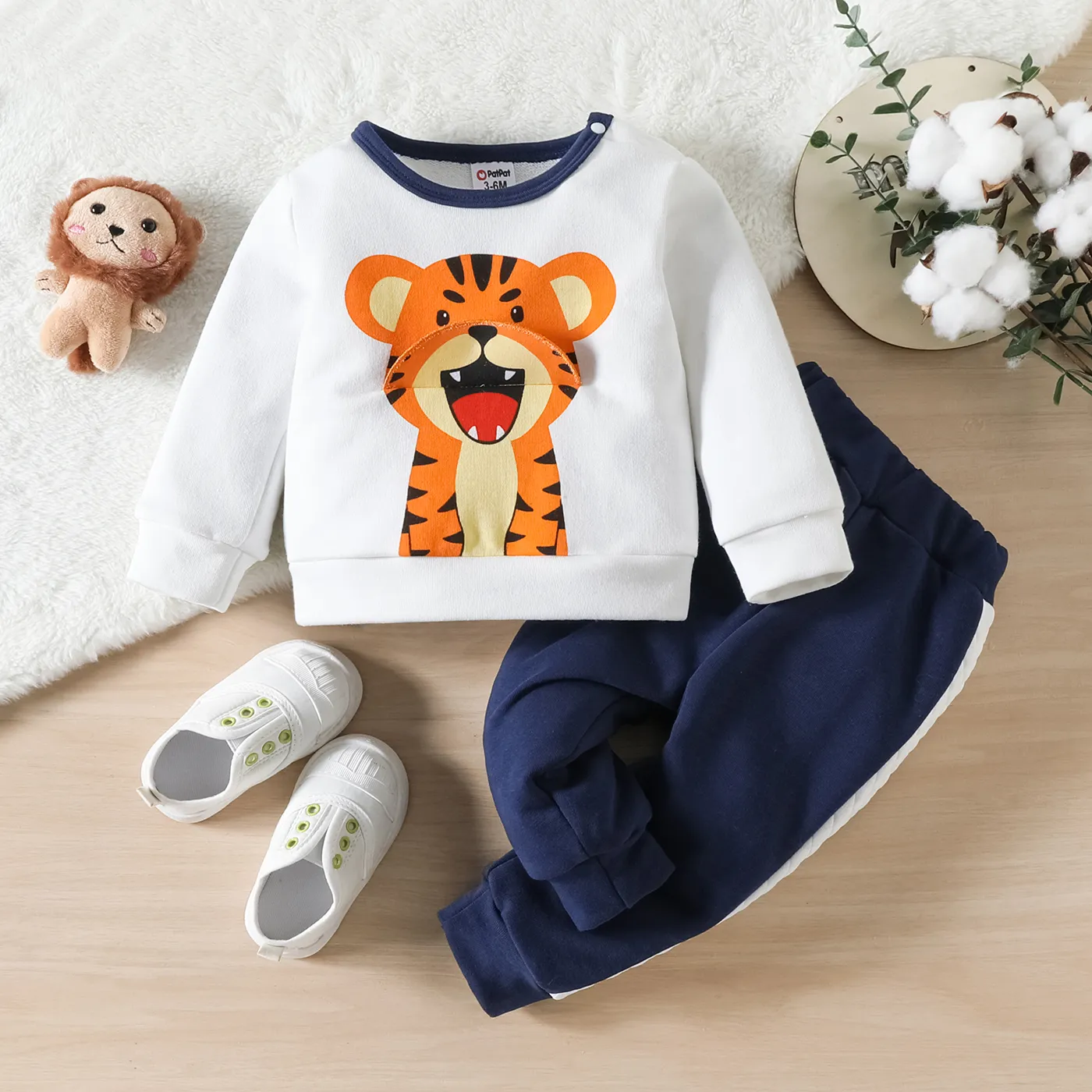 2 unidades Bebé Menino Tigre Infantil Manga comprida Conjunto para bebé  big image 1