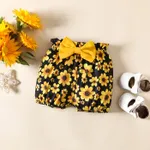 3pcs Baby Girl 95% Cotton Solid Ruffled Crop Cami Top and Allover Floral Print Shorts & Headband Set  image 5