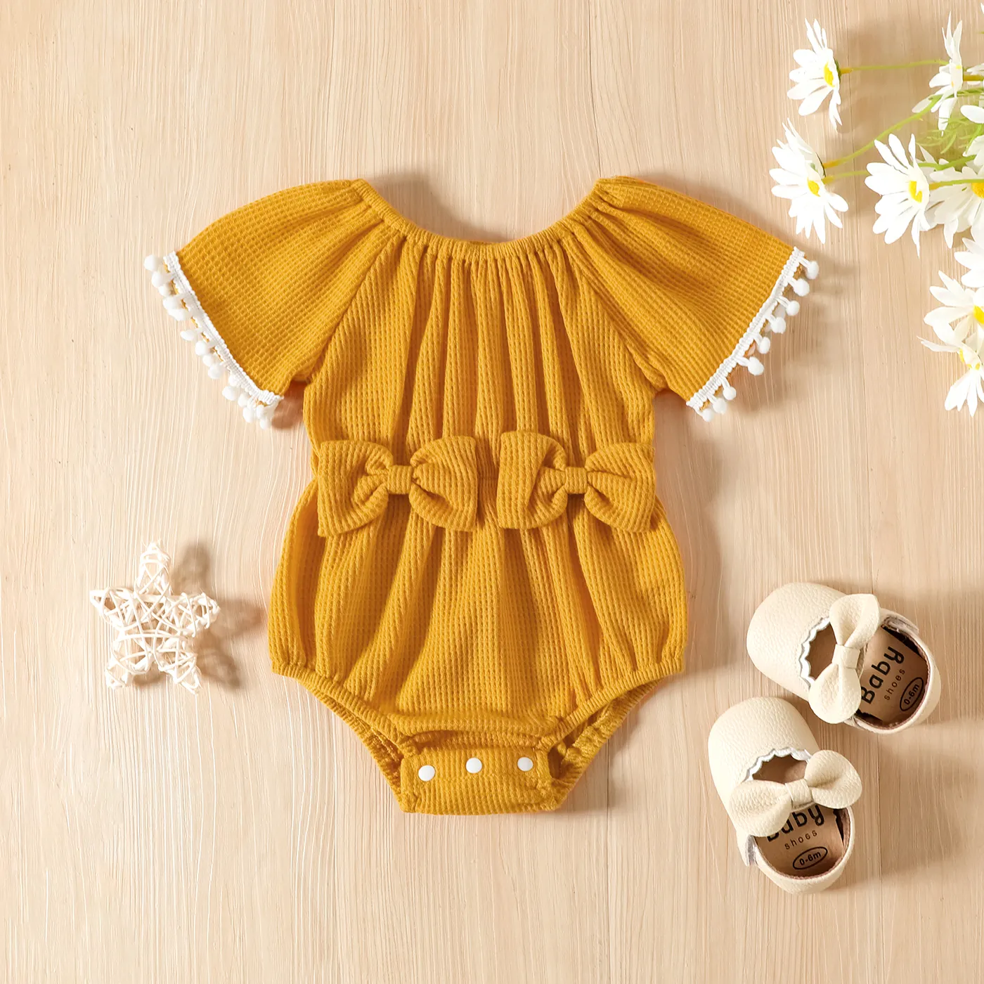Bebé Menina Básico Manga curta Macacão curto Amarelo
