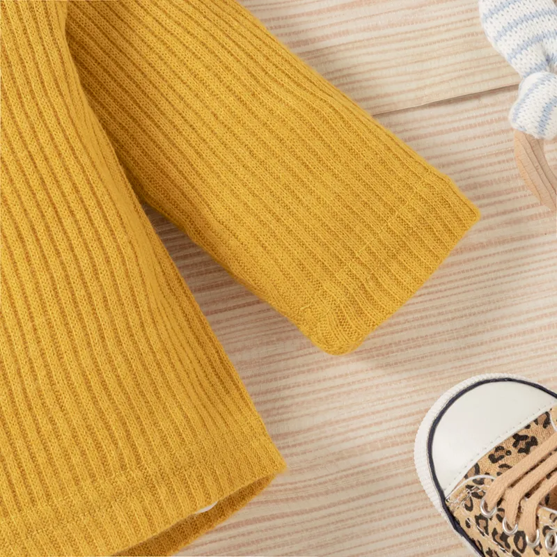 3件 嬰兒 中性 基礎 長袖 嬰兒套裝 薑黃色 big image 1