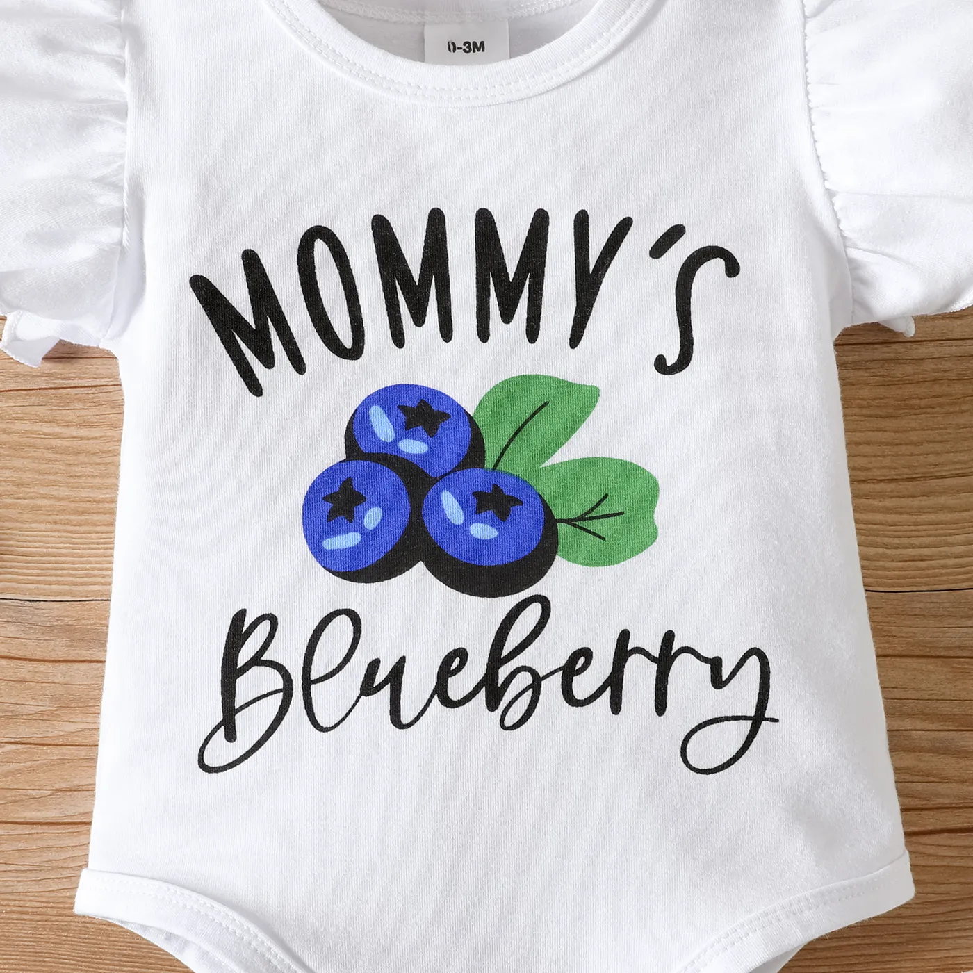 3pcs Baby Girl 95% Cotton Blueberry Print Short-sleeve Romper & Shorts & Bow Headband Set White image 6
