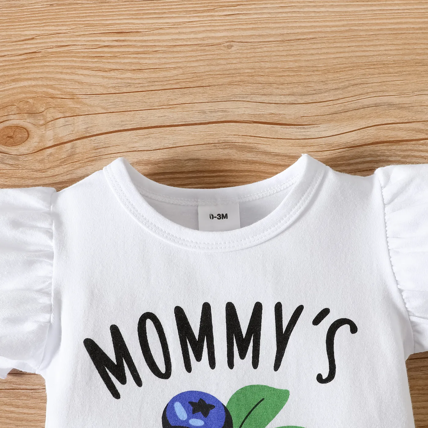 3pcs Baby Girl 95% Cotton Blueberry Print Short-sleeve Romper & Shorts & Bow Headband Set White image 5