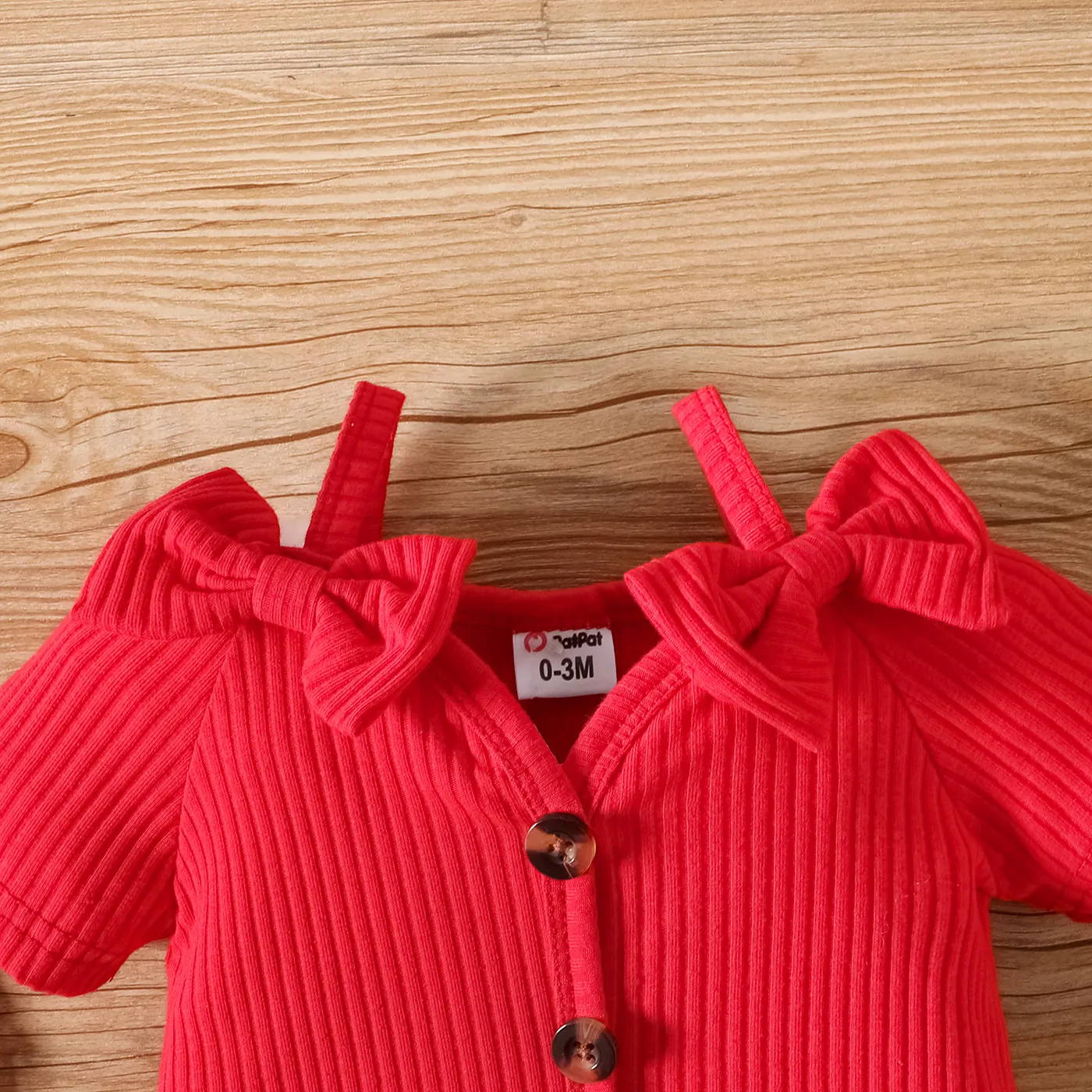 3pcs Baby Girl 95% Cotton Button Up Ribbed Bodysuit & Heart Print Flared Pants & Headband Set  image 5