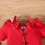 3pcs Baby Girl 95% Cotton Button Up Ribbed Bodysuit & Heart Print Flared Pants & Headband Set  image 5