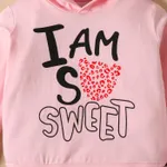 2pcs Baby Girl 95% Cotton Letter Print Hoodie and Leopard Pants Set  image 6