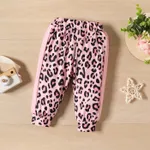 2pcs Baby Girl 95% Cotton Letter Print Hoodie and Leopard Pants Set  image 4