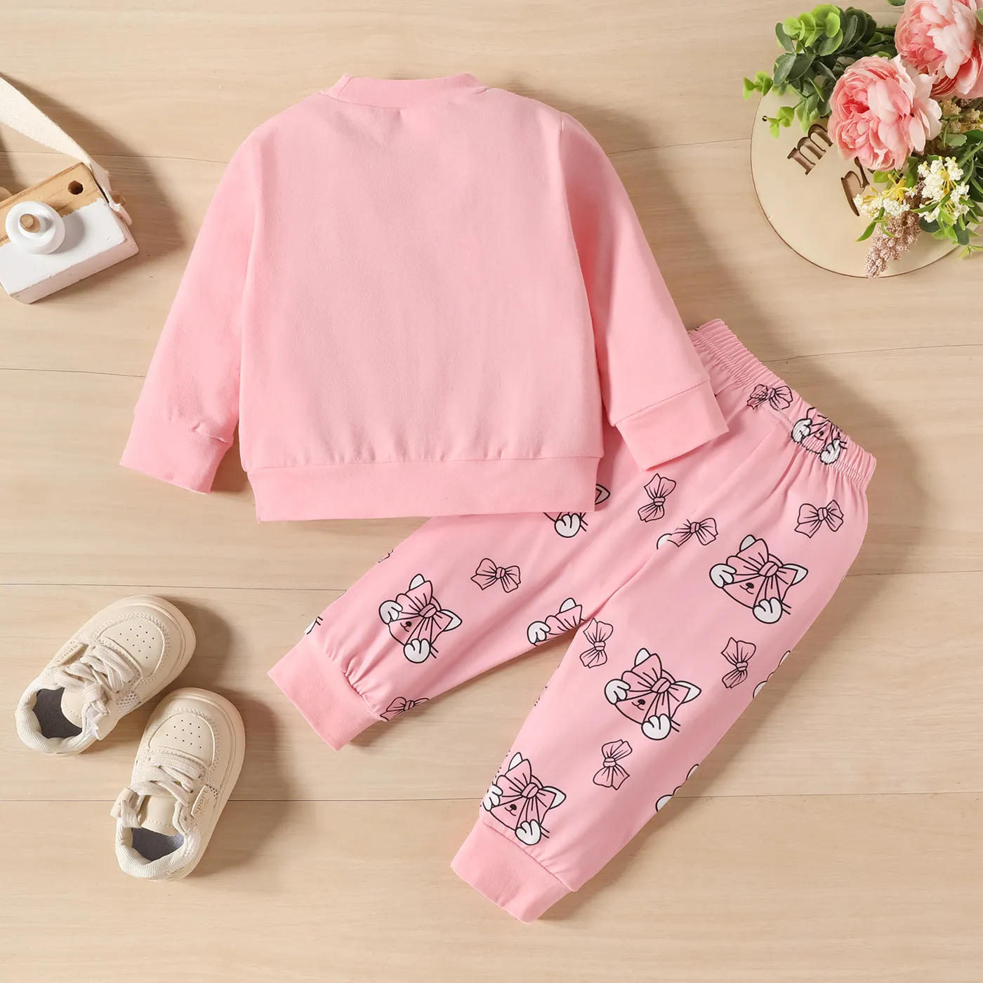 2 unidades Bebé Menina Gato Infantil Manga comprida Conjunto para bebé  image 2