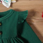 3pcs Baby Girl 95% Cotton Peplum Rib-knit Long-sleeve Top & Floral Print Flared Pants & Headband Set   image 6