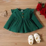 3pcs Baby Girl 95% Cotton Peplum Rib-knit Long-sleeve Top & Floral Print Flared Pants & Headband Set   image 3