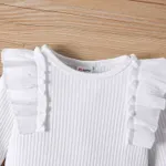 3pcs Baby Girl 95% Cotton Ruffle Trim Long-sleeve Rib-knit Onesies & Plaid Flared Pants & Headband Set   image 6