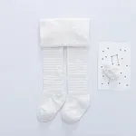 Meia-calça texturizada de cor pura para bebê/criança Branco