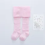 meia-calça texturizada de cor pura de bebê / criança meia-calça leggings collants Rosa