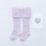 meia-calça texturizada de cor pura de bebê / criança meia-calça leggings collants Roxa