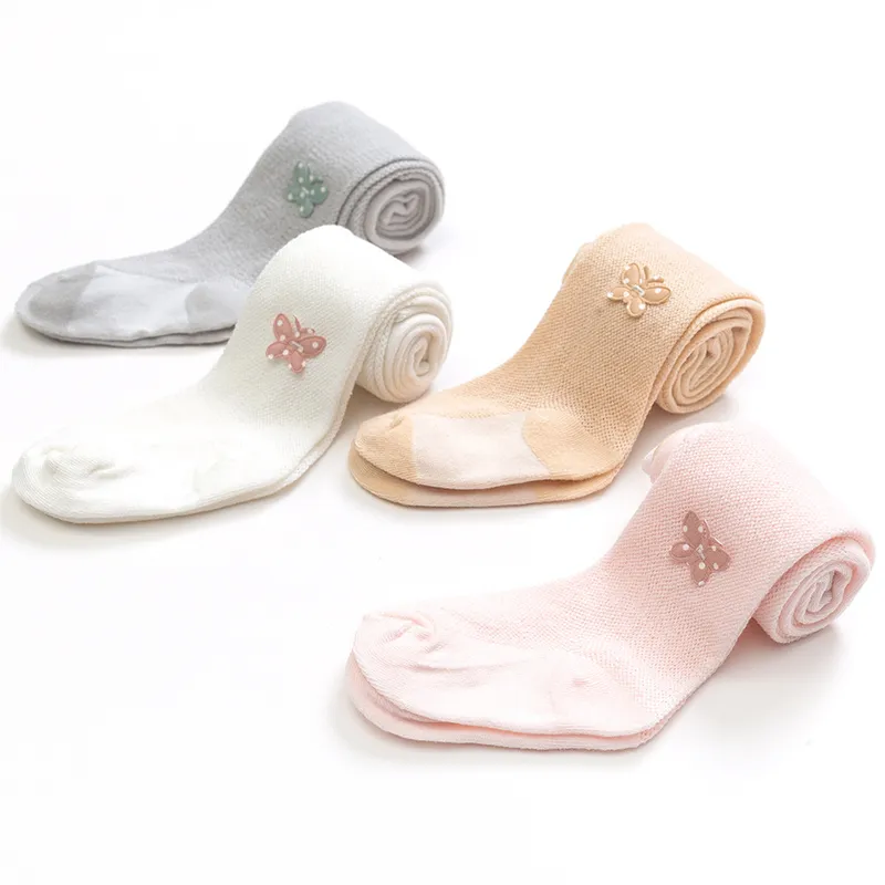 Meia-calça de bebê/criança com bolinhas decoradas em cores puras Branco image 3