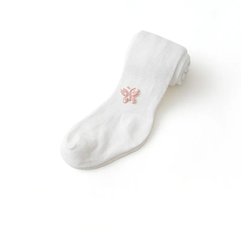 Meia-calça de bebê/criança com bolinhas decoradas em cores puras Branco big image 1