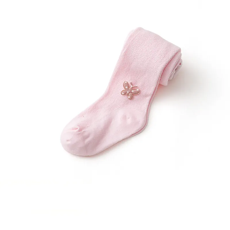 Meia-calça de bebê/criança com bolinhas decoradas em cores puras Rosa