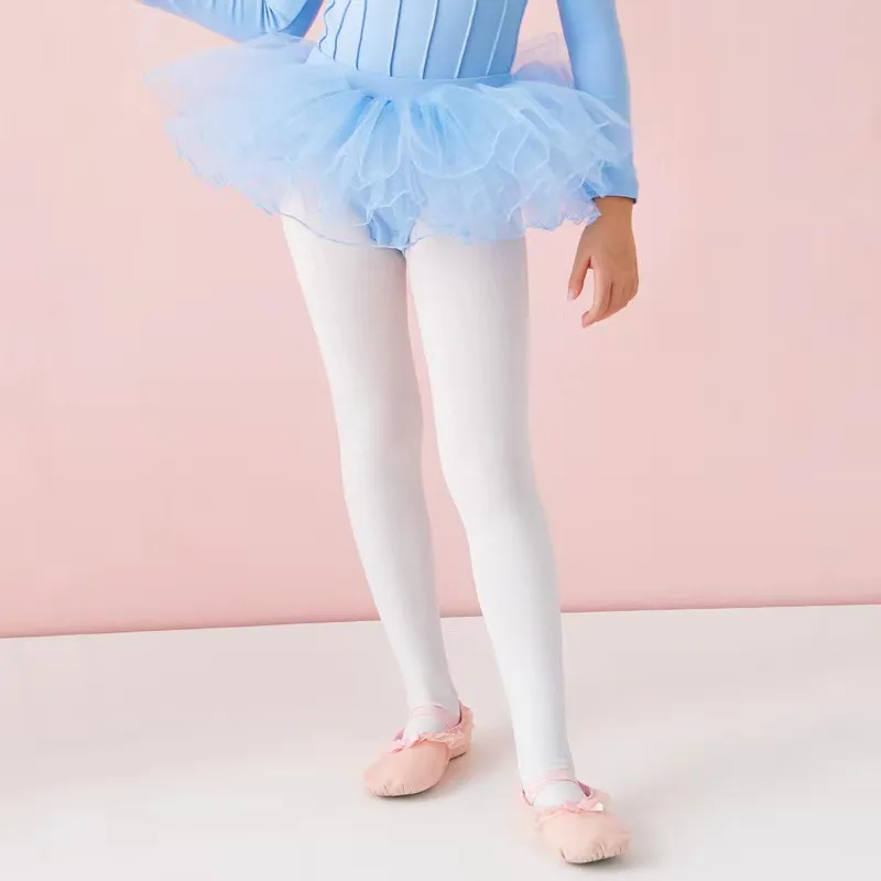 Meia-calça de veludo/meia-calça de dança para criança pequena/criança Branco big image 1