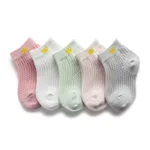 5-pairs Baby / Toddler / Kid Heart Stars Pattern Mesh Panel Socks White