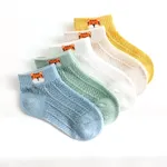 5-pairs Baby / Toddler / Kid Heart Stars Pattern Mesh Panel Socks Yellow