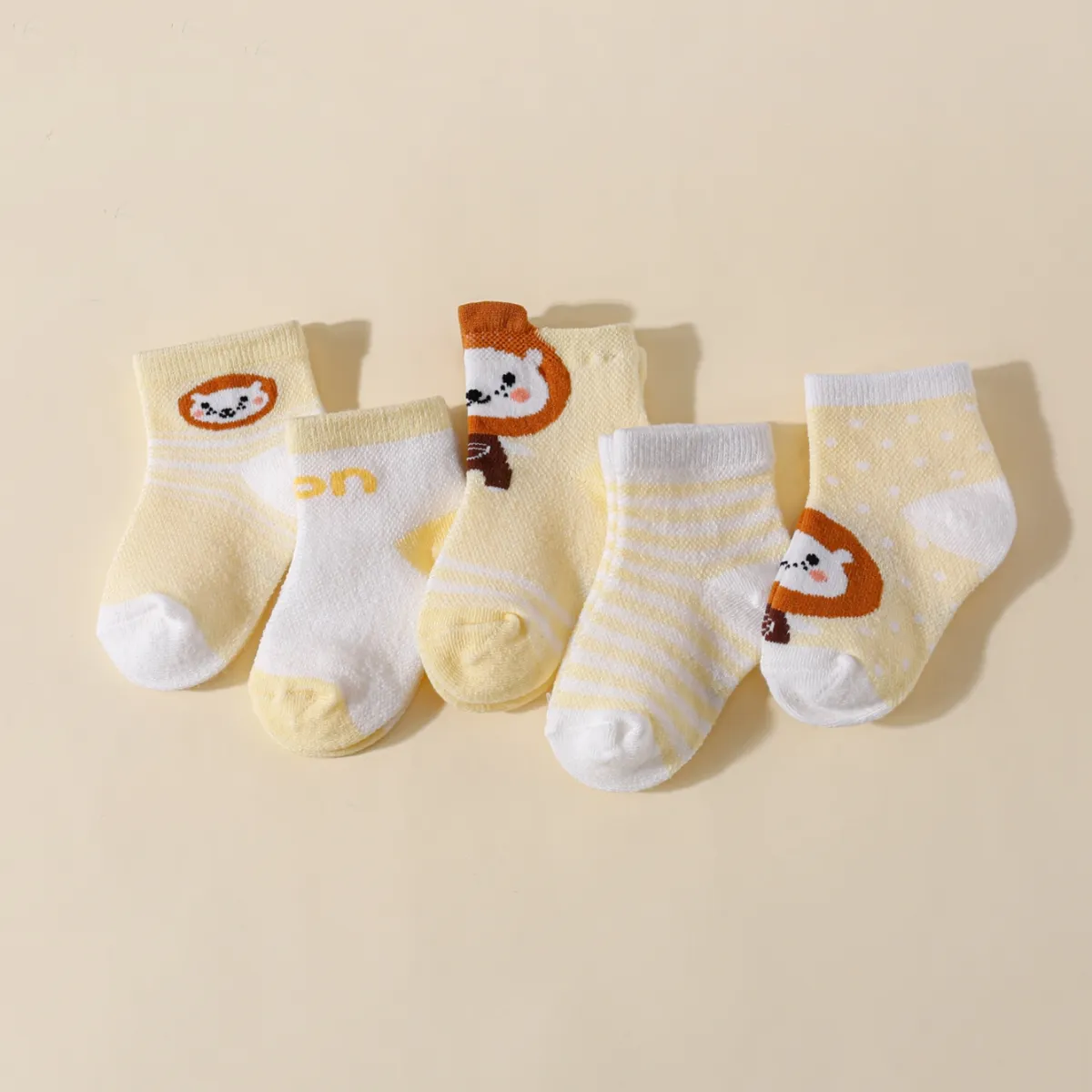 

5-pack Baby / Toddler Stripe Dots Cartoon Animal Pattern Socks