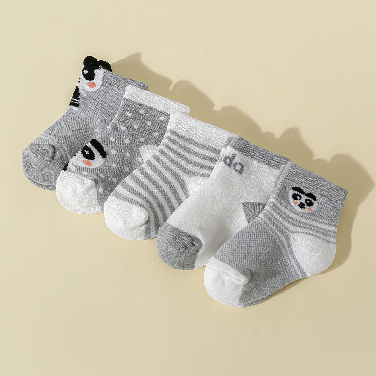 

5-pack Baby / Toddler Stripe Dots Cartoon Animal Pattern Socks