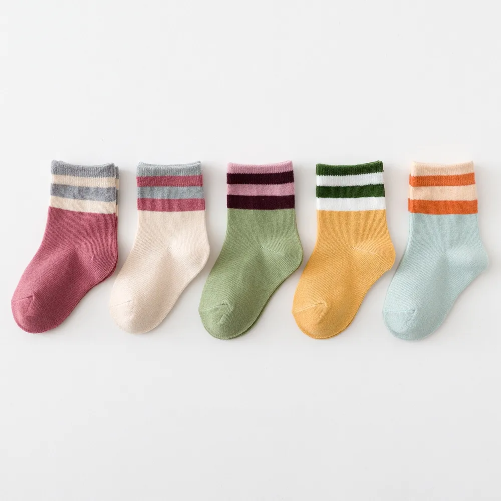 

5-pack Striped and polka dot combination socks for Children