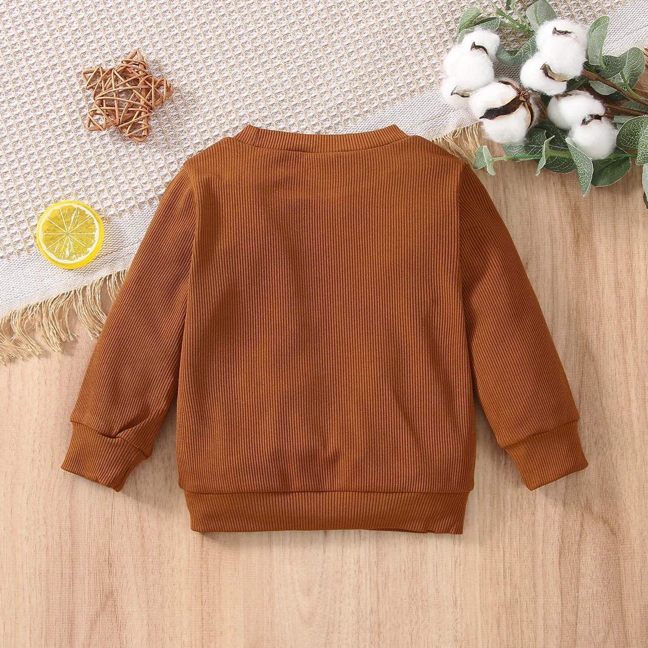 Baby Boy/Girl Letter/Rainbow Design Long-sleeve Sweatshirts Coffee big image 1