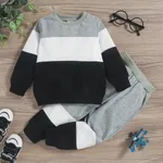 2-piece Toddler Girl/Boy Colorblock Pullover and Elasticized Pants Set Grey