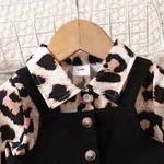 2pcs Baby Girl Leopard Print Long-sleeve Button Dress & Vest Set  image 4