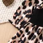 2pcs Baby Girl Leopard Print Long-sleeve Button Dress & Vest Set  image 6