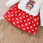2pcs Baby Girl Polka Dot Print Figure Graphic Long-sleeve Faux-two Dress & Headband Set  image 6