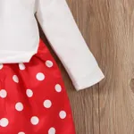 2pcs Baby Girl Polka Dot Print Figure Graphic Long-sleeve Faux-two Dress & Headband Set  image 5