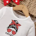 2pcs Baby Girl Polka Dot Print Figure Graphic Long-sleeve Faux-two Dress & Headband Set  image 3