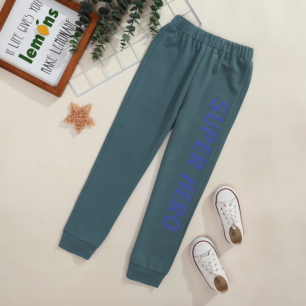 Trendy Kid Boy Letter Print Elasticized Leggings  image 1