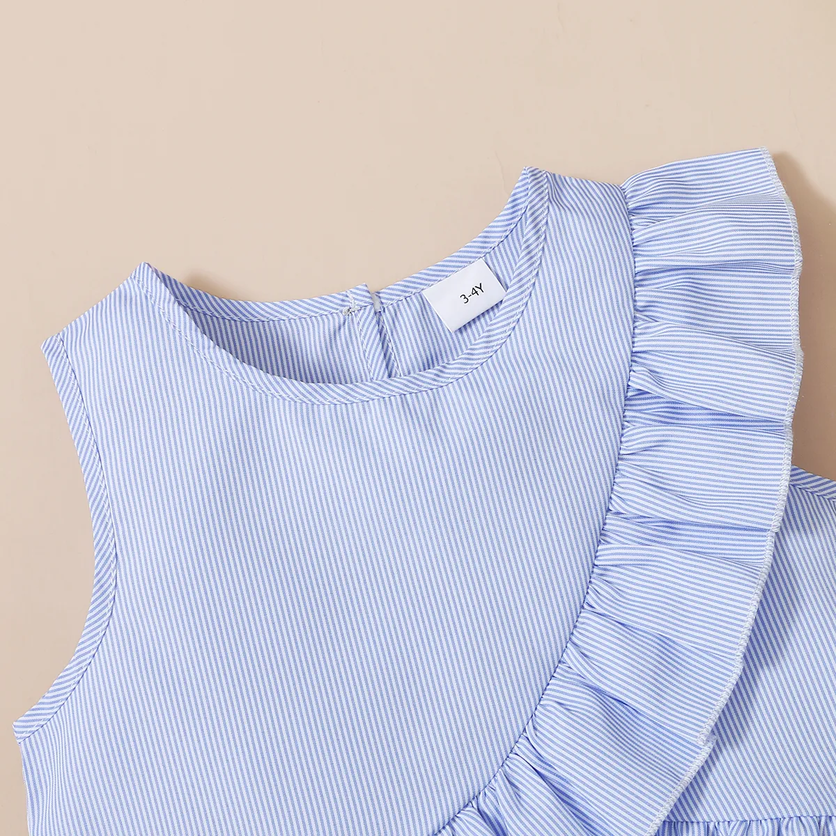Trendy Toddler Girl Stripe Print Bowknot Ruffle Flounce Set  image 2