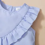 Trendy Toddler Girl Stripe Print Bowknot Ruffle Flounce Set  image 3