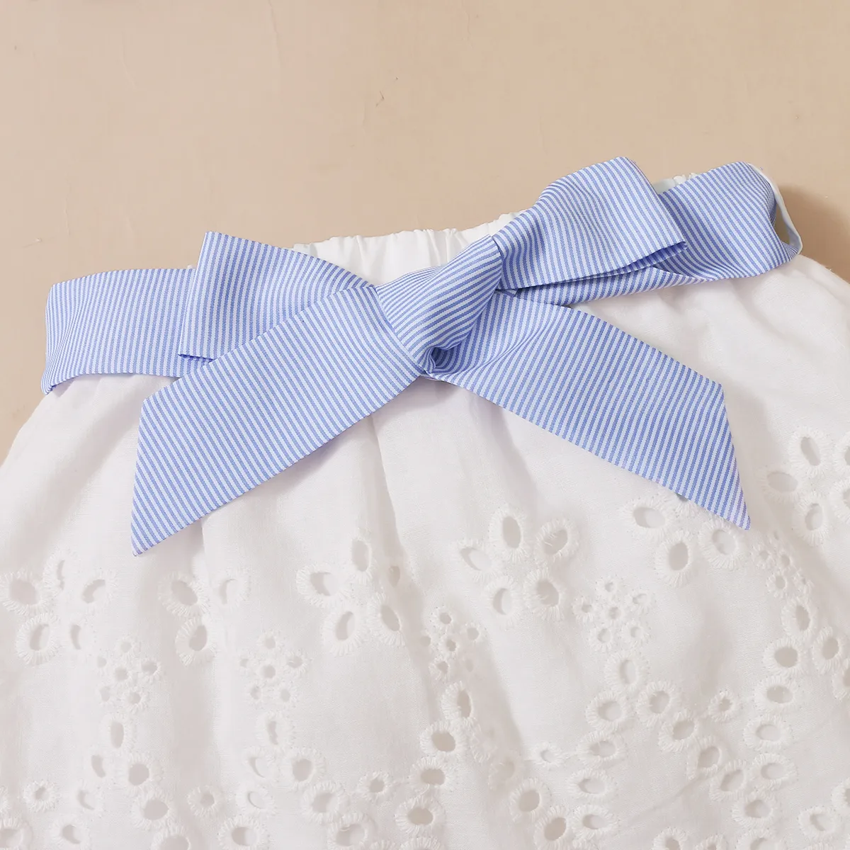 Trendy Toddler Girl Stripe Print Bowknot Ruffle Flounce Set  image 4