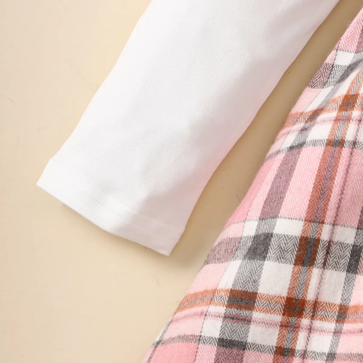 Kid Girl Plaid Splice Hooded Long-sleeve Dress Pink image 3