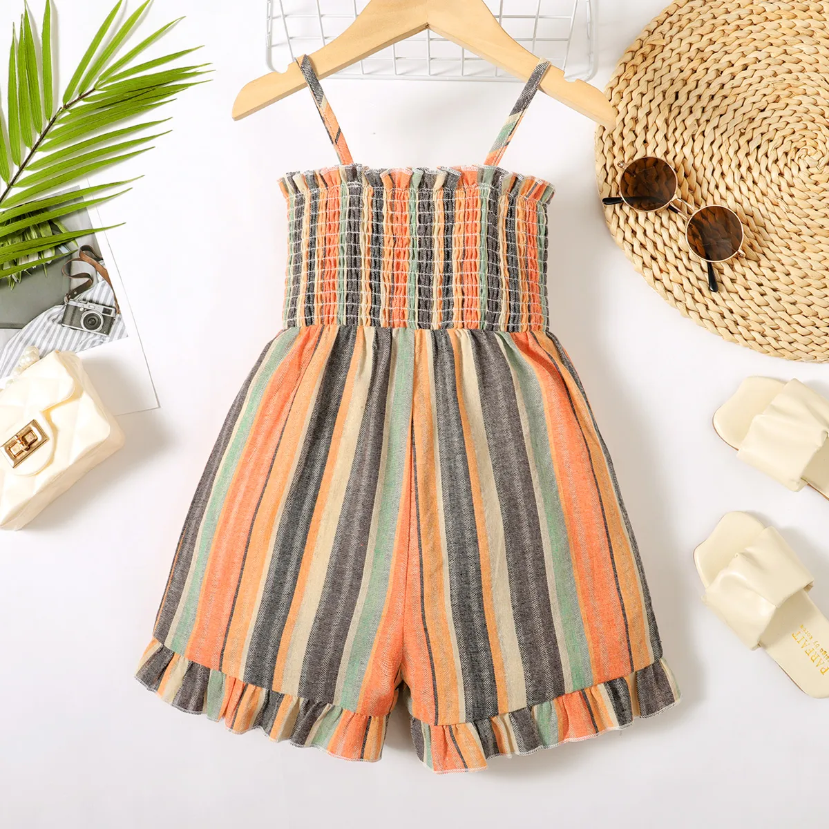 Toddler Girl Classic Stripe Smocked Slip Jumpsuit  image 2