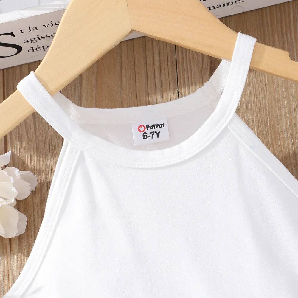 2 pezzi Bambini Set Ragazza Tinta unita Scollo all'americana big image 3