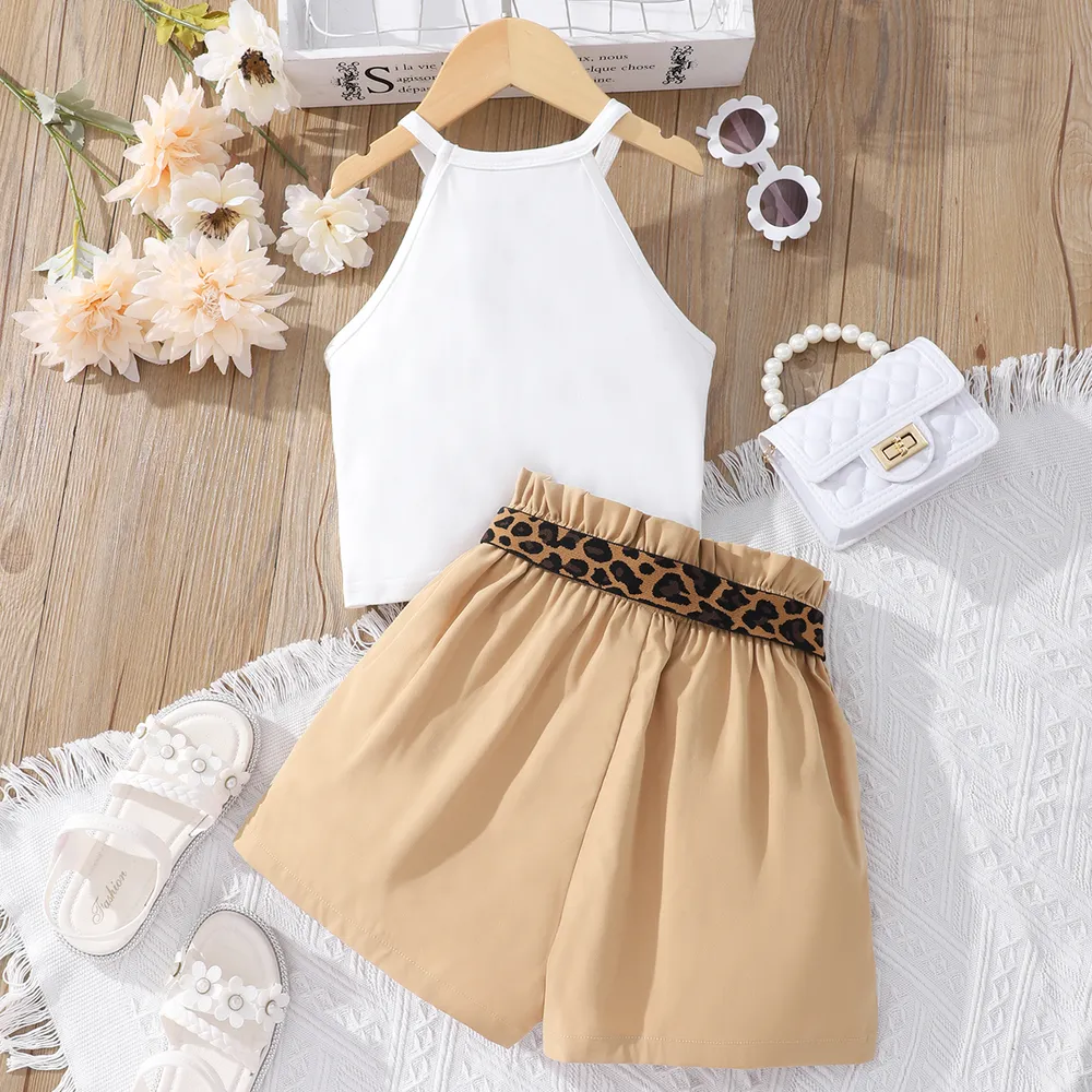 2 pezzi Bambini Set Ragazza Tinta unita Scollo all'americana big image 2