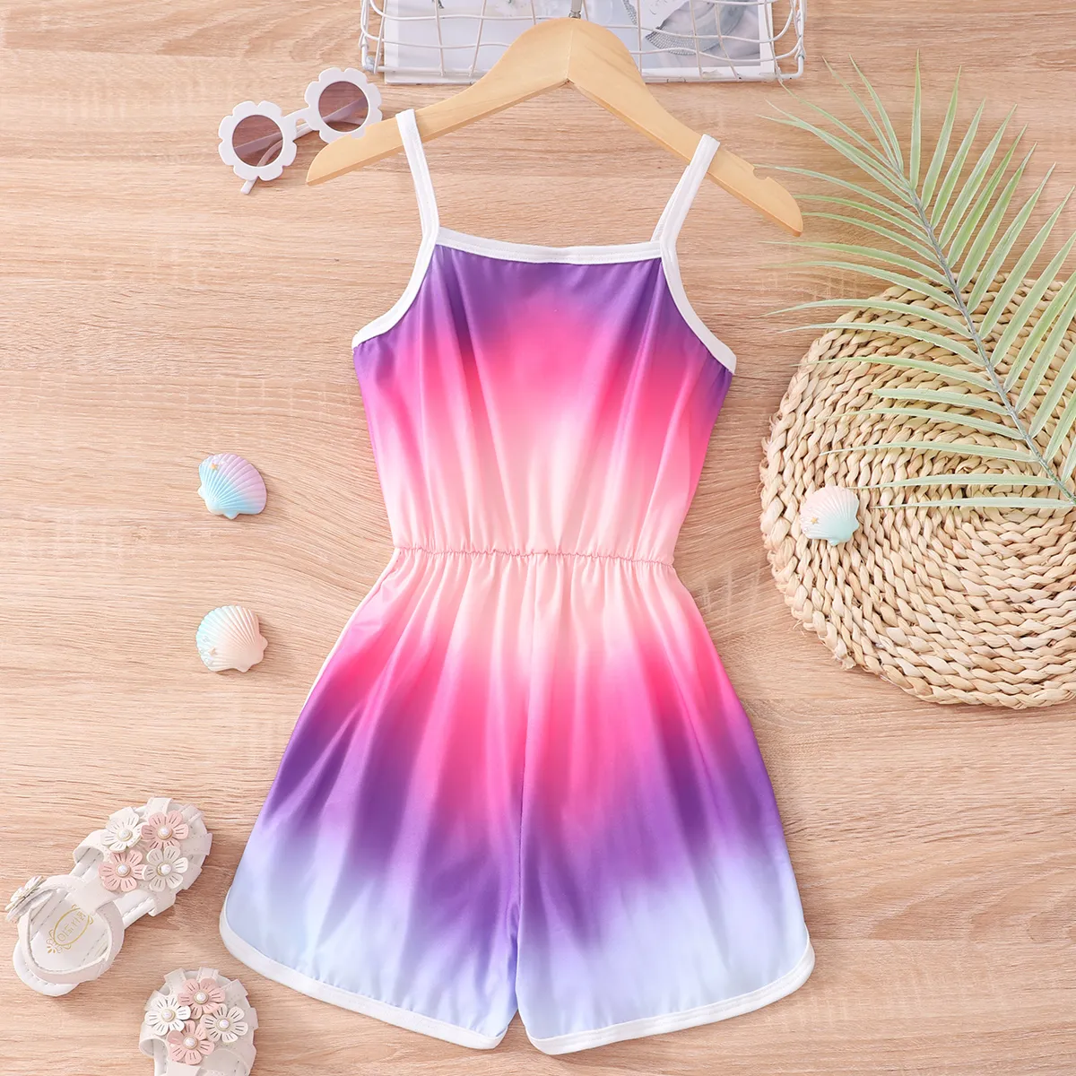 Kid Girl Tie Dye Slip Romper Lavender image 5