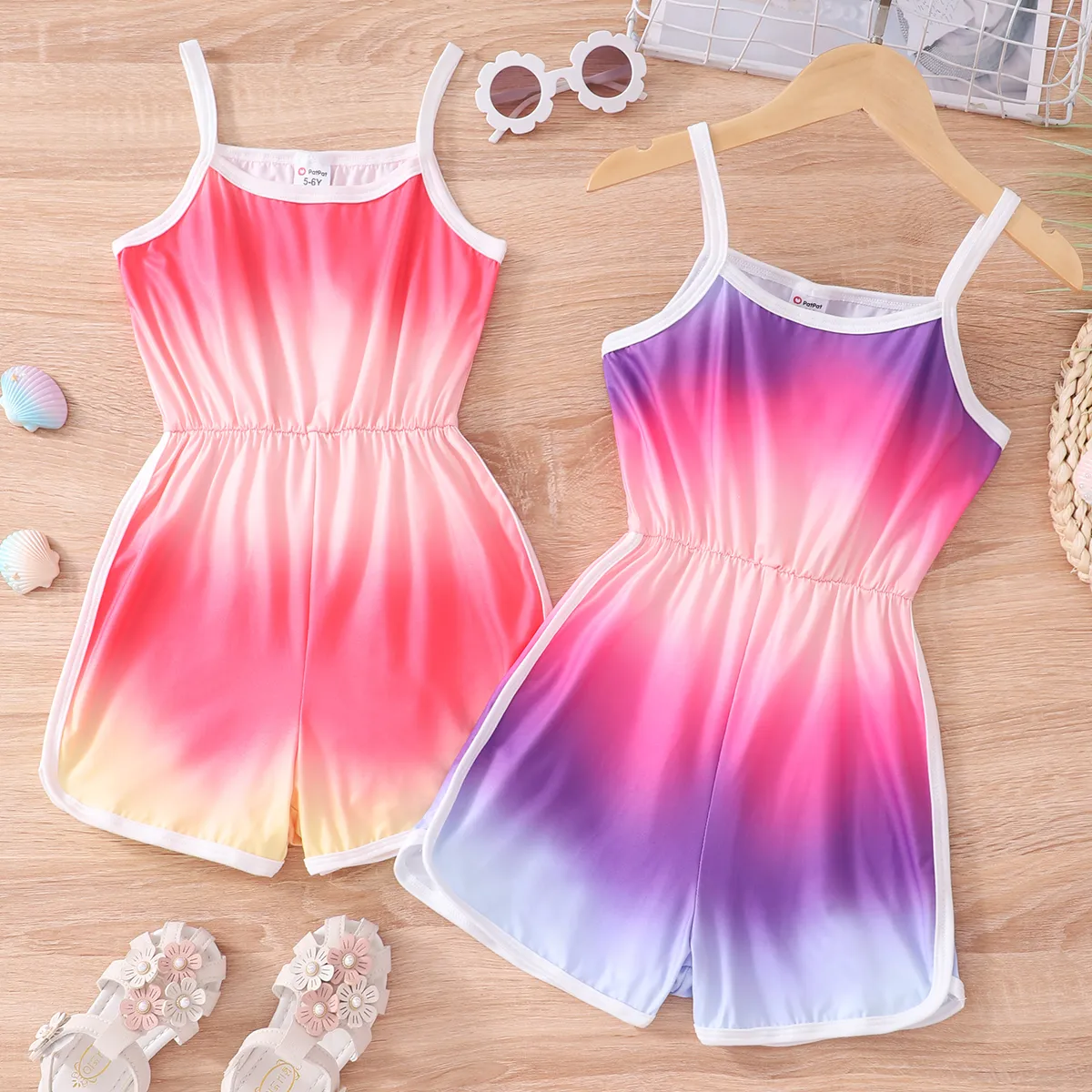 Kid Girl Tie Dye Slip Romper Lavender image 6