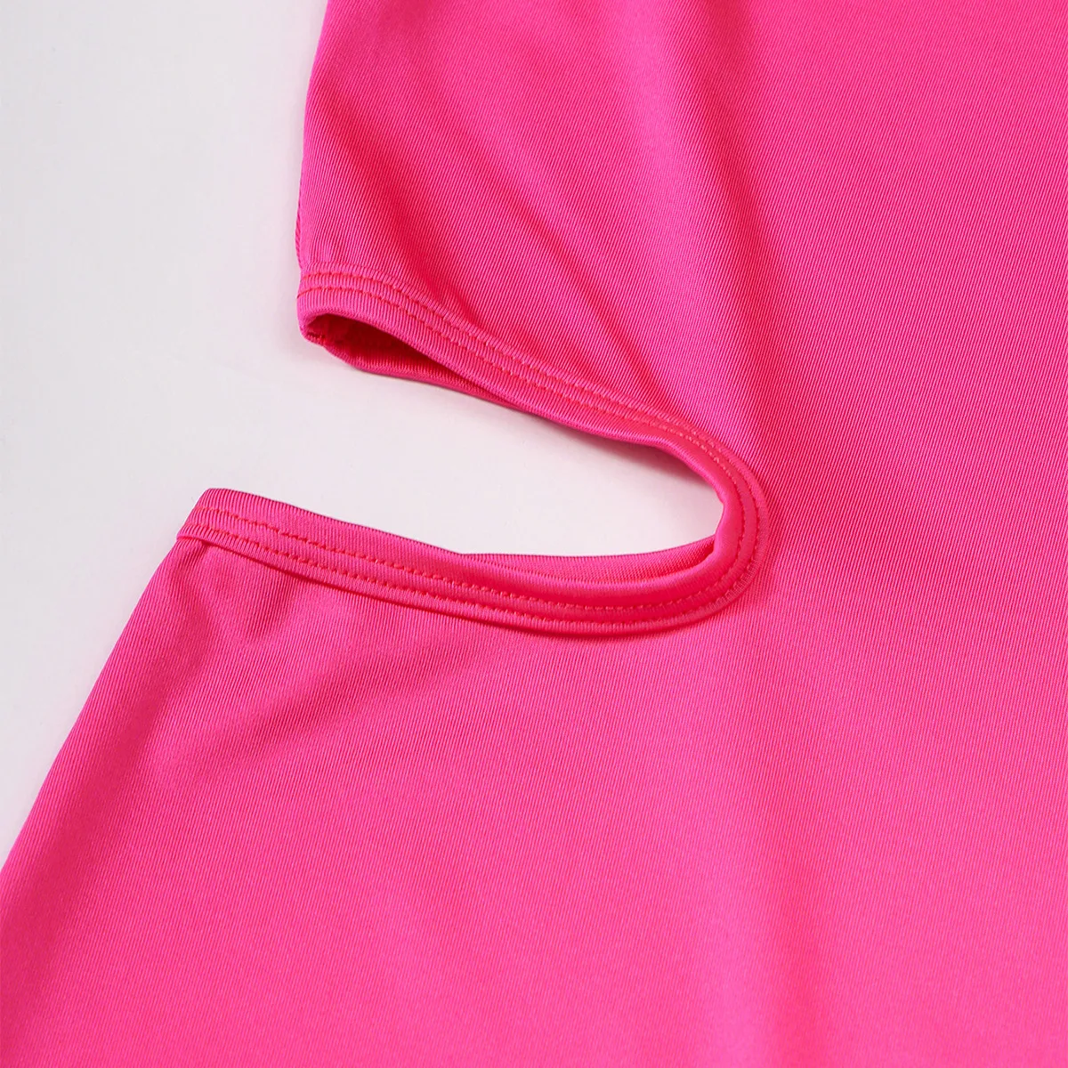 Kid Girl Cut Out Detail Letter Tape One-Shoulder Slip Dress Hot Pink big image 1