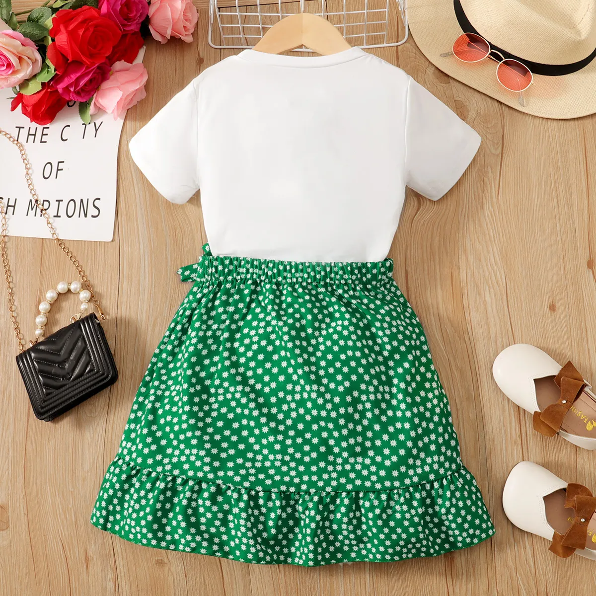 2 pezzi Bambini Vestito con gonna Ragazza Bordo volant Carattere  big image 6